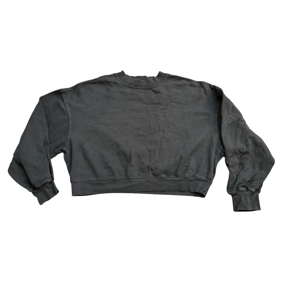 Old Navy Sweatshirt Womens Small Black Excellent Cropped Fleece Pullover Boxy